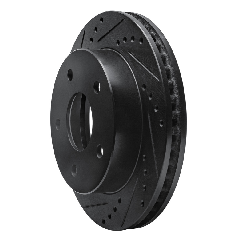 Dodge Ramcharger Brake Rotor (1) - Front Left - R1 Concepts - Drilled & Slotted - Black - `00-`02
